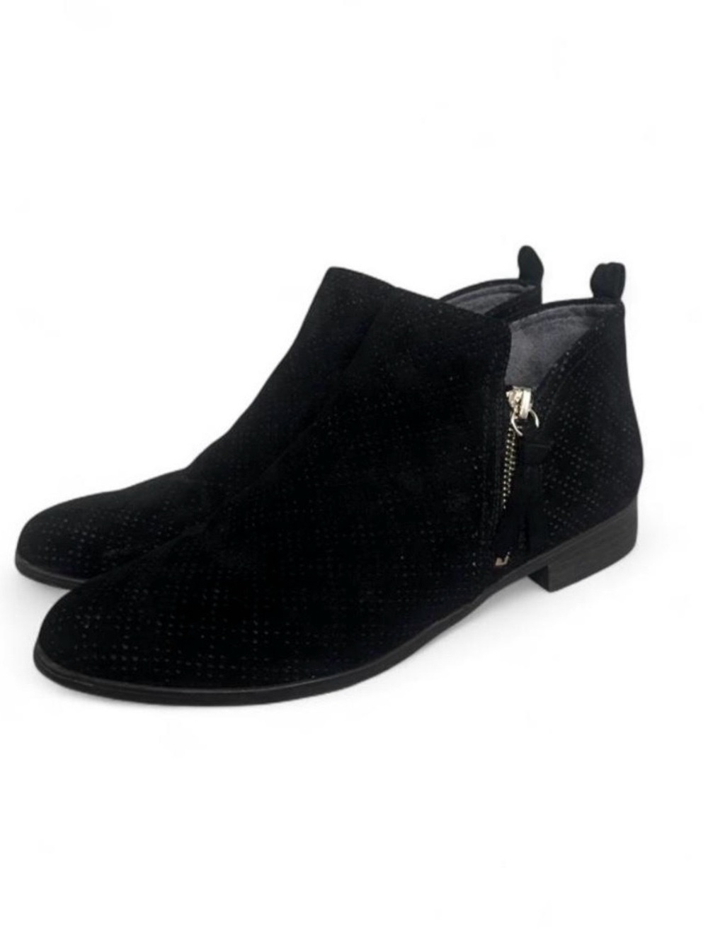 Dr. Scholls Boots Womens 10 Suede Zip Ankle Bootie Black Casual Round Toe Block